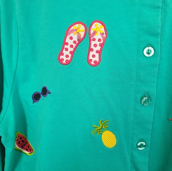 (495) Palm Harbor Woman's Long Sleeve Sweater, Size: Large Color: Green - Picture 6 of 11